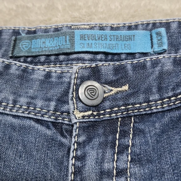 Rock And Roll Denim Revolver Slim Straight Leg Jeans Mens Size 36x33 Western - Picture 6 of 11